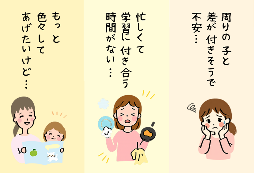もっと子どもに色々してあげたいけど、忙しくて学習に付き合う時間がない…気づいたら、周りの子と差がついてしまいそうで不安